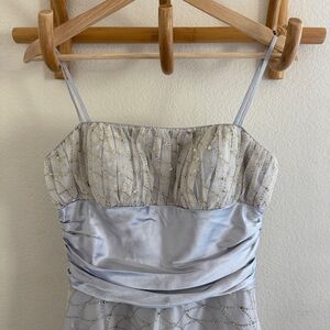 VINTAGE Y2K Morgan & Co. silver gray mesh dress whimsigoth vampy prom flawed hem